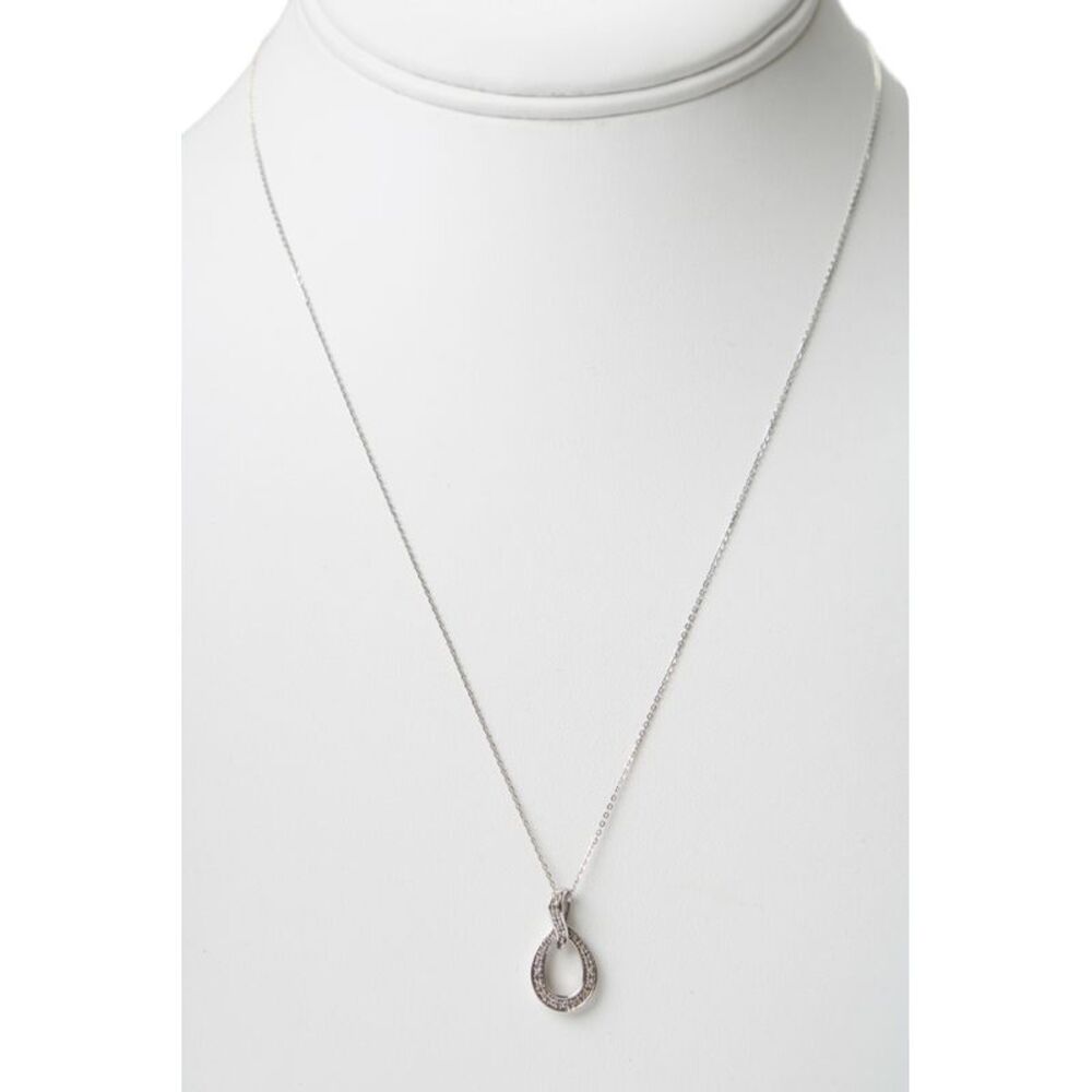 Unoaerre Womens 9K White Gold Diamond Loop Pendant Necklace 18" 1.6g